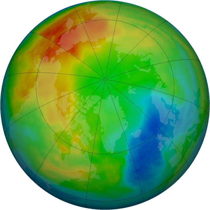 Arctic ozone map for 10 January 1992